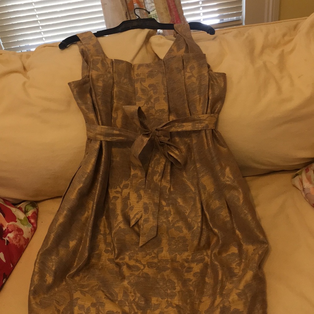 Gold silk dress